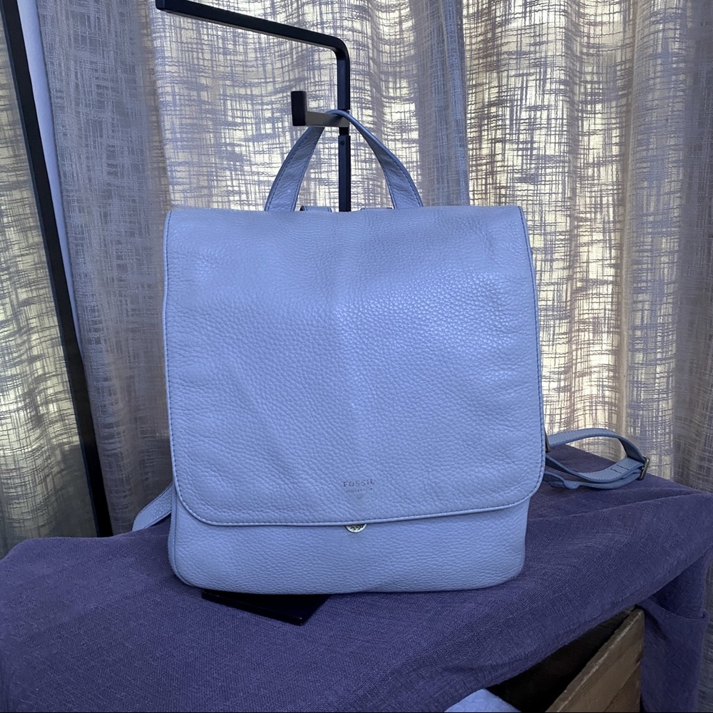 Fossil Leather Backpack Fossil Purse Baby Blue Soft Leather Sides & Bottom Exp